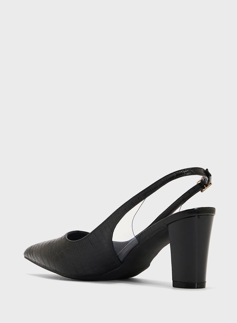 ELLA Croc Effect Sling Back Pump  - Image 3