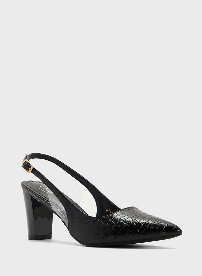 ELLA Croc Effect Sling Back Pump  - Image 2