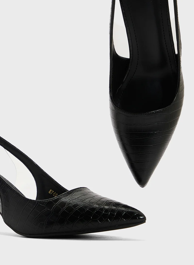 ELLA Croc Effect Sling Back Pump