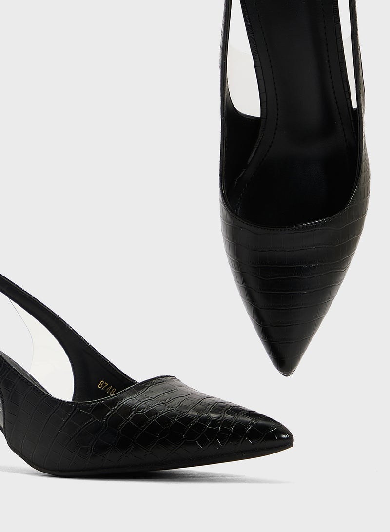 ELLA Croc Effect Sling Back Pump  - Image 4