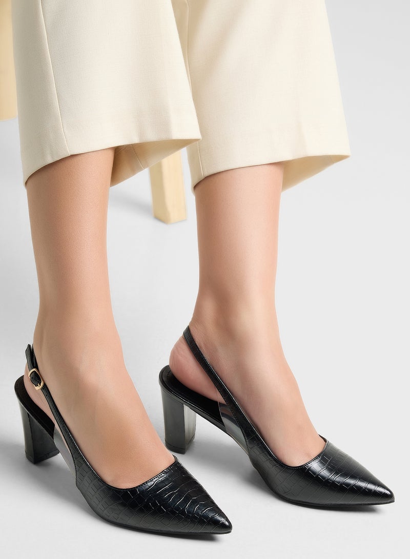 ELLA Croc Effect Sling Back Pump  - Image 5