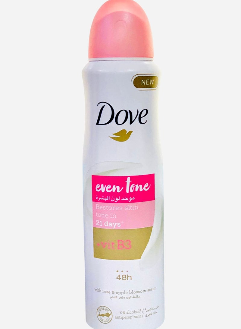 Dove Even Tone Antiperspirant Deodorant Spray 150 Ml - Image 1