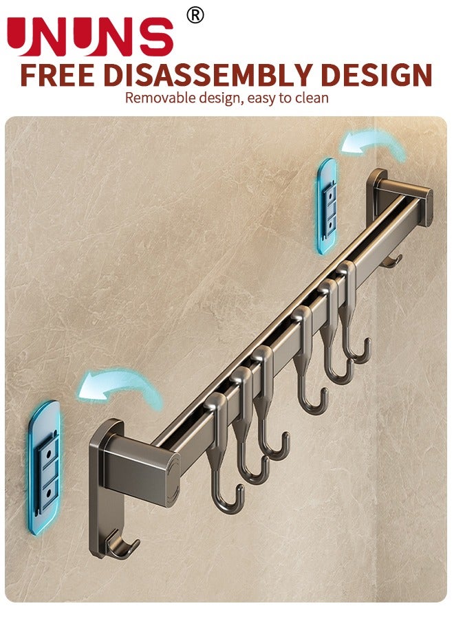 UNUNS حامل أواني معلق، حامل أواني ومقالي بطول 23.7 بوصة مع 10 خطافات، حامل أواني ومقالي معلق مثبت على الحائط لحائط المطبخ، سكة المطبخ - Image 3