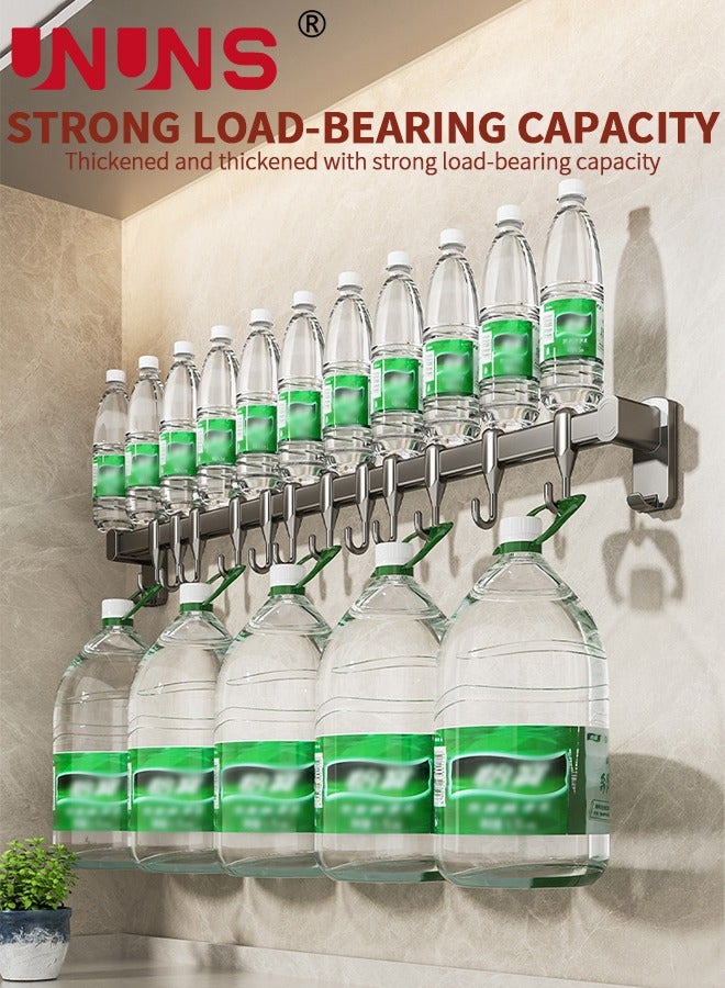 UNUNS حامل أواني معلق، حامل أواني ومقالي بطول 23.7 بوصة مع 10 خطافات، حامل أواني ومقالي معلق مثبت على الحائط لحائط المطبخ، سكة المطبخ - Image 5