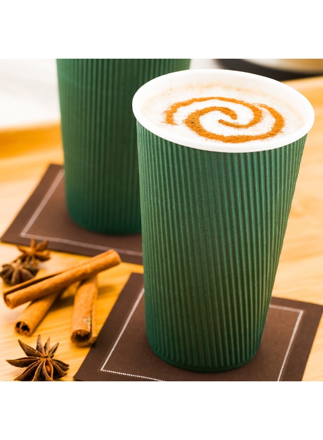 Restaurantware Restaurantware 12 Ounce Double Wall Disposable Coffee Cups, 500 Insulated Forest Green Paper Tumblers with Rolled Rim Design, Lids Sold Separately for Hot Drinks like Tea, Hot Chocolate and More  - Image 3