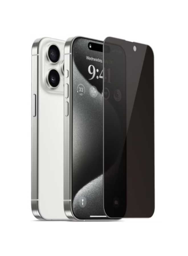 iPhone 15 Pro Full Privacy Nano Anti-Fingerprint Screen Protector (Tweezers - Hardness) - Image 1