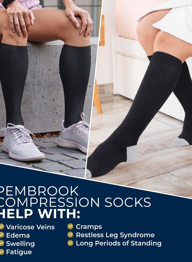 Pembrook Light Compression Socks for Women - 3 Pairs | 8-15 mmHg Cotton Compression Socks Women, Knee High Comfort & Support, Black - 3 Pairs, L - Image 4