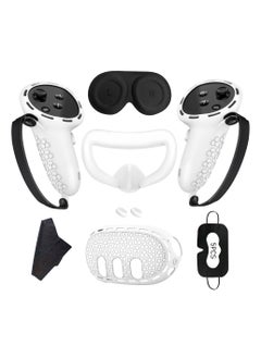 Anmi Protective Cover for Oculus/Meta Quest 3 Accessories, Silicone Controllers Grip Cover Protector, Soft Shell Skin with Face Cover and Lens Cover (White)  - Image 1