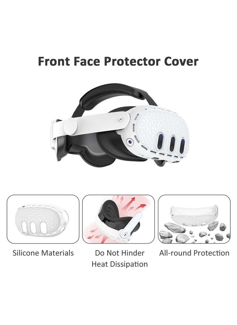 Anmi Protective Cover for Oculus/Meta Quest 3 Accessories, Silicone Controllers Grip Cover Protector, Soft Shell Skin with Face Cover and Lens Cover (White)  - Image 2