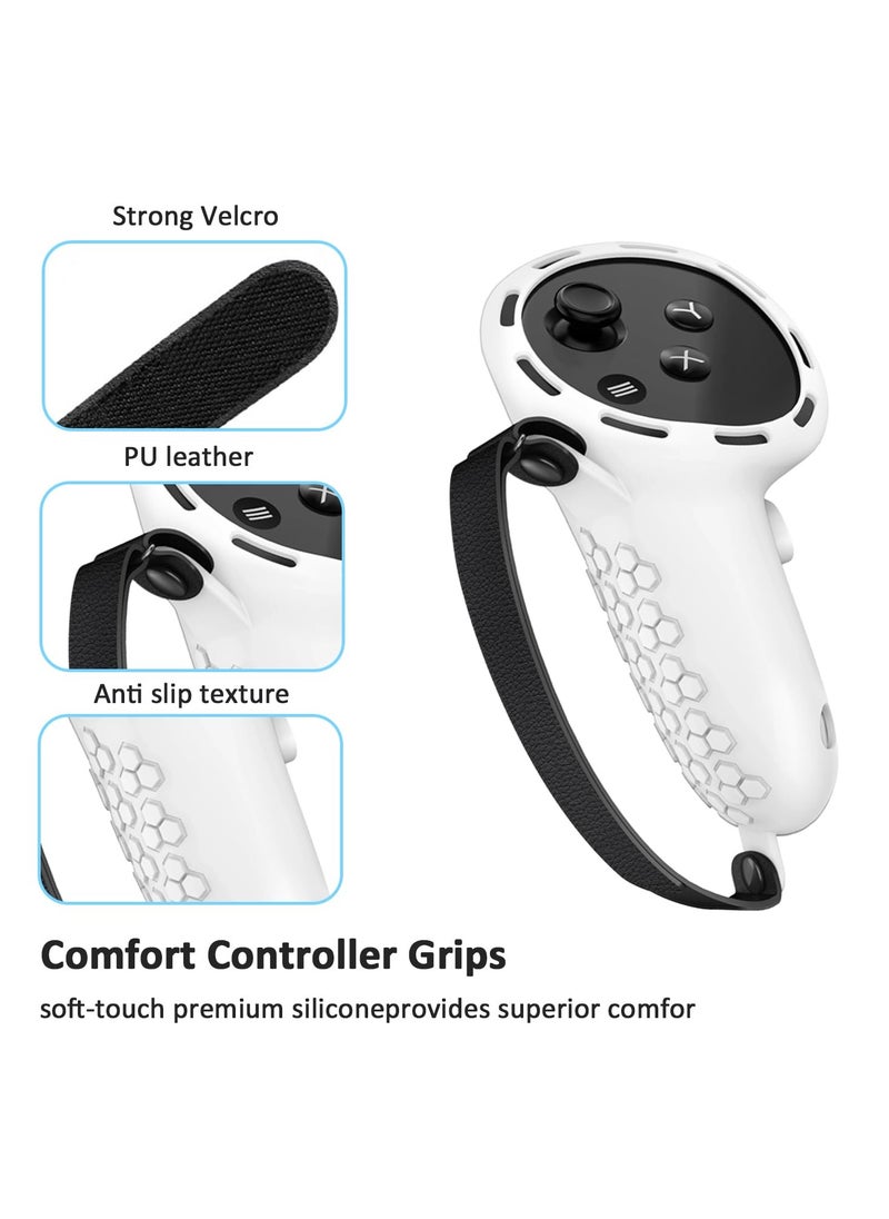 Anmi Protective Cover for Oculus/Meta Quest 3 Accessories, Silicone Controllers Grip Cover Protector, Soft Shell Skin with Face Cover and Lens Cover (White)  - Image 4