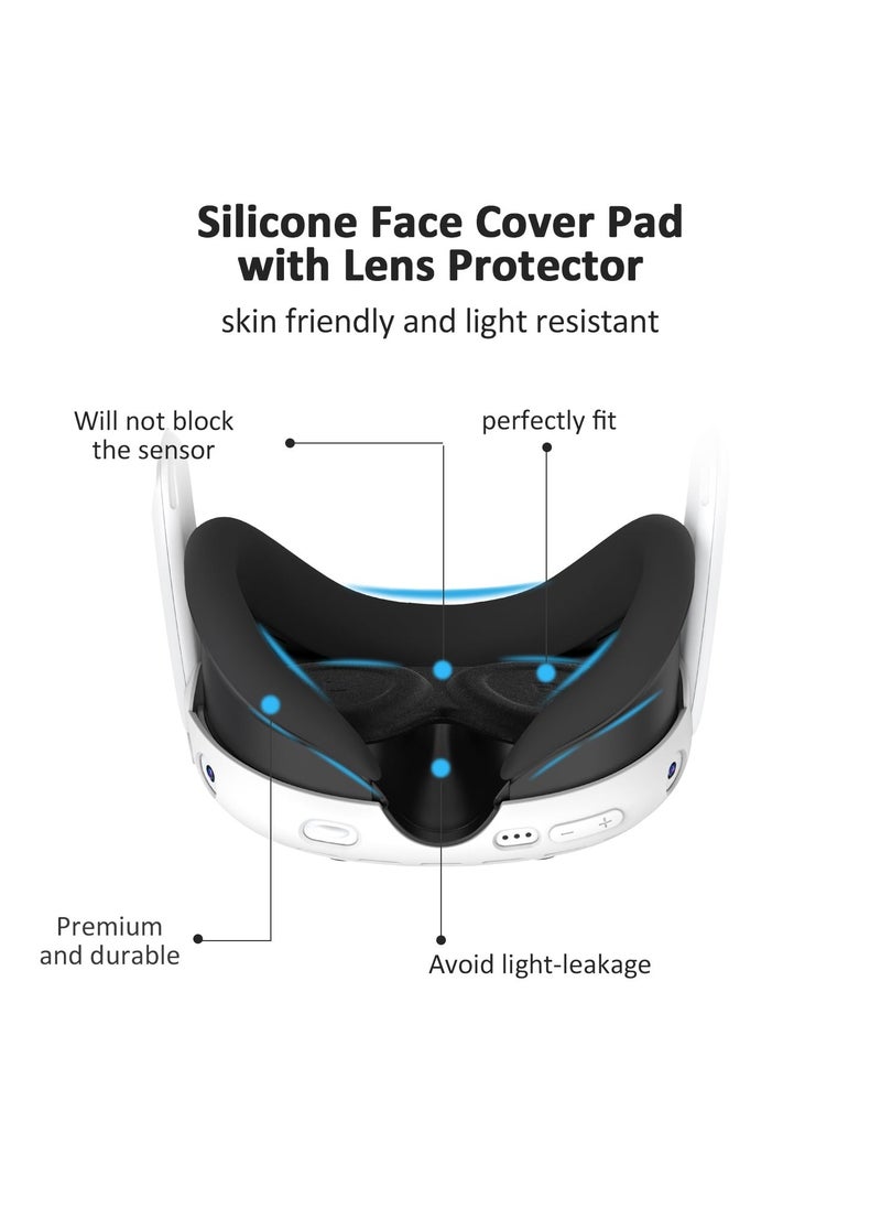 Anmi Protective Cover for Oculus/Meta Quest 3 Accessories, Silicone Controllers Grip Cover Protector, Soft Shell Skin with Face Cover and Lens Cover (White)  - Image 5