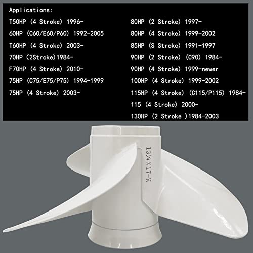 DLNIG 13 1/4x17-K Boat Motor Aluminum Propeller - Replaces 6E5-45945-01-EL - Compatible with Yamaha Outboard Engines 60HP 70HP 75HP 80HP 85HP 90HP 115HP 130HP - 15 Tooth-RH - Aluminum Outboard Propeller - Image 5