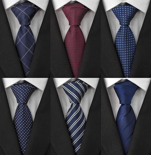 Adulove Men's Necktie Classic Silk Tie Woven Jacquard Neck Ties 6 PCS - Image 2