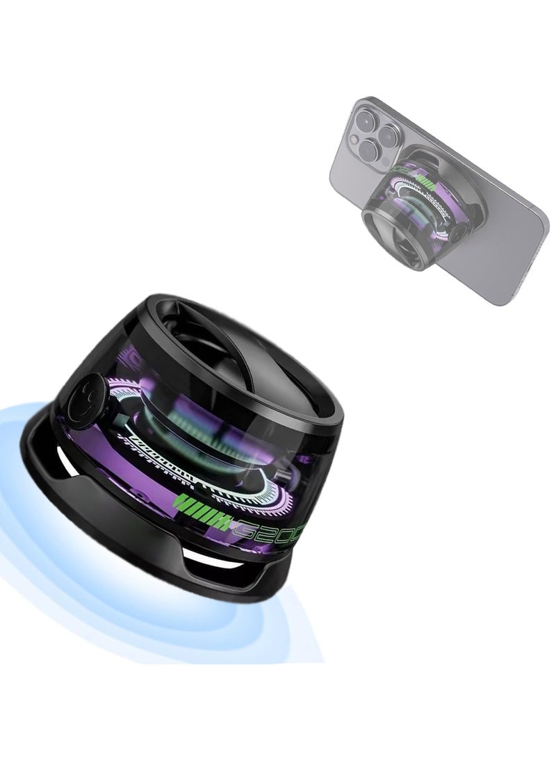 CMGTYYD Magnetic Bluetooth Speaker - Mini Portable Bluetooth Speaker, Multi-functional Phone Holder, Waterproof G200 Wireless Magnetic Bluetooth Audio with RGB Light for Outdoor Travel (Black) - Image 1