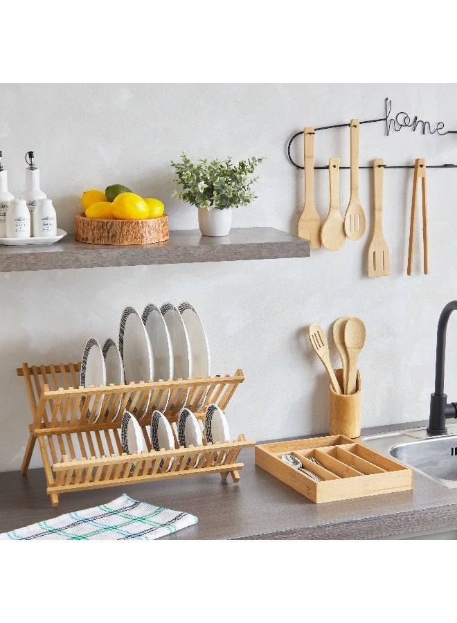 Home Box Bamboo Kitchen Tool 4-Piece Set with Holder 7.3x16.5x7.3 cm - Image 5