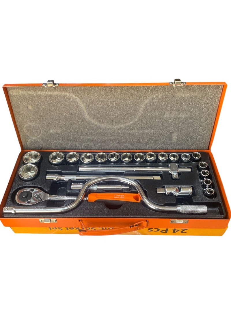 Tower tools 24PCS 1/2” Socket Set – Made in Taiwan with Ratchet Handle - Image 2