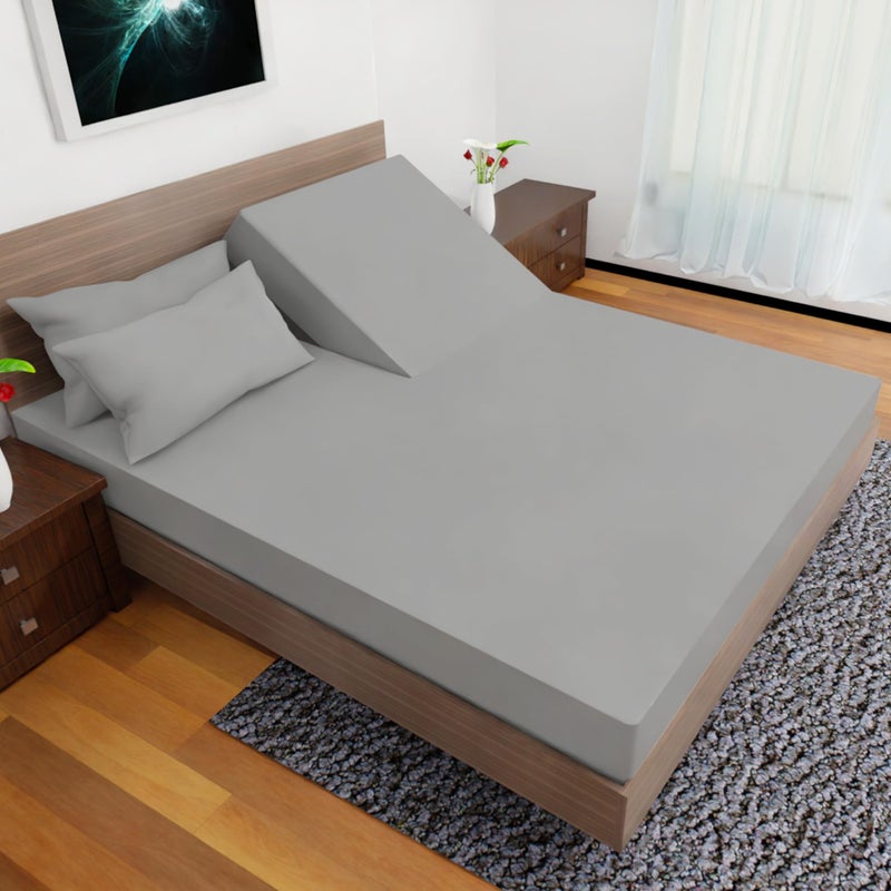 Royal Bliss 1900 Royal Bliss 1900 Top Split Flex Head King Size Sheet Set - Egyptian Quality Ultra-Soft Bed Sheets - Double Brushed - Deep Pockets- Easy Fit - 4 Piece Set- Fade Resistant (Silver  Split Top)  - Image 1