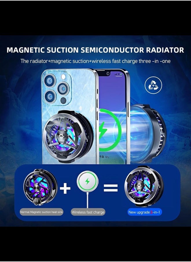 Phone Cooler with Magnetic Fast Charger for Gaming and Live Streaming Cellphone Radiator with LED Temperature Display Gaming Semiconductor Cooling for Android/iPad/iPhone Compatible