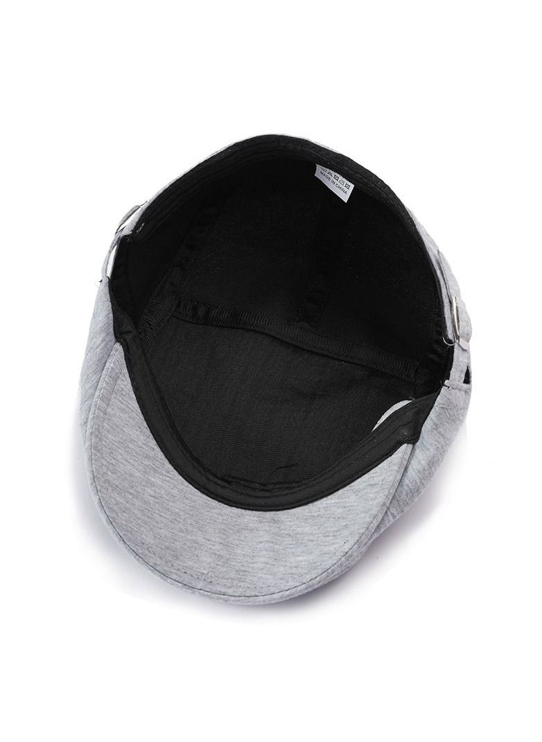 Loquat Men's English Retro Beret Literary Solid Color Hat Adjustable Light Grey  - Image 3
