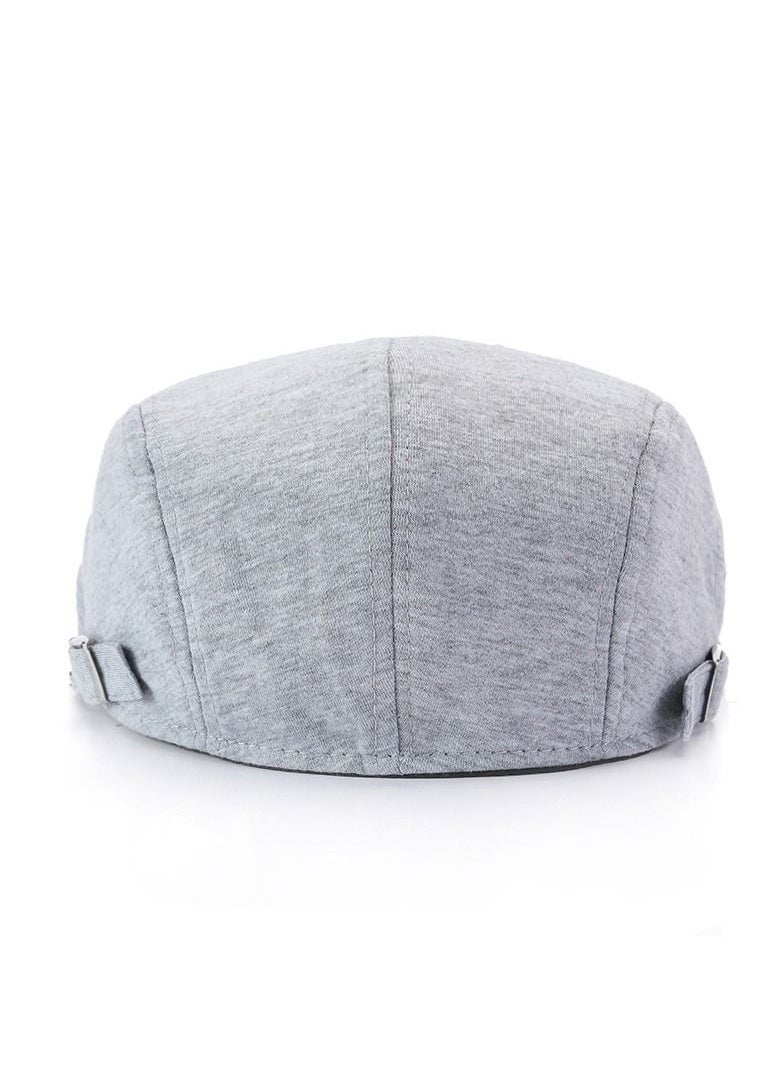 Loquat Men's English Retro Beret Literary Solid Color Hat Adjustable Light Grey  - Image 2