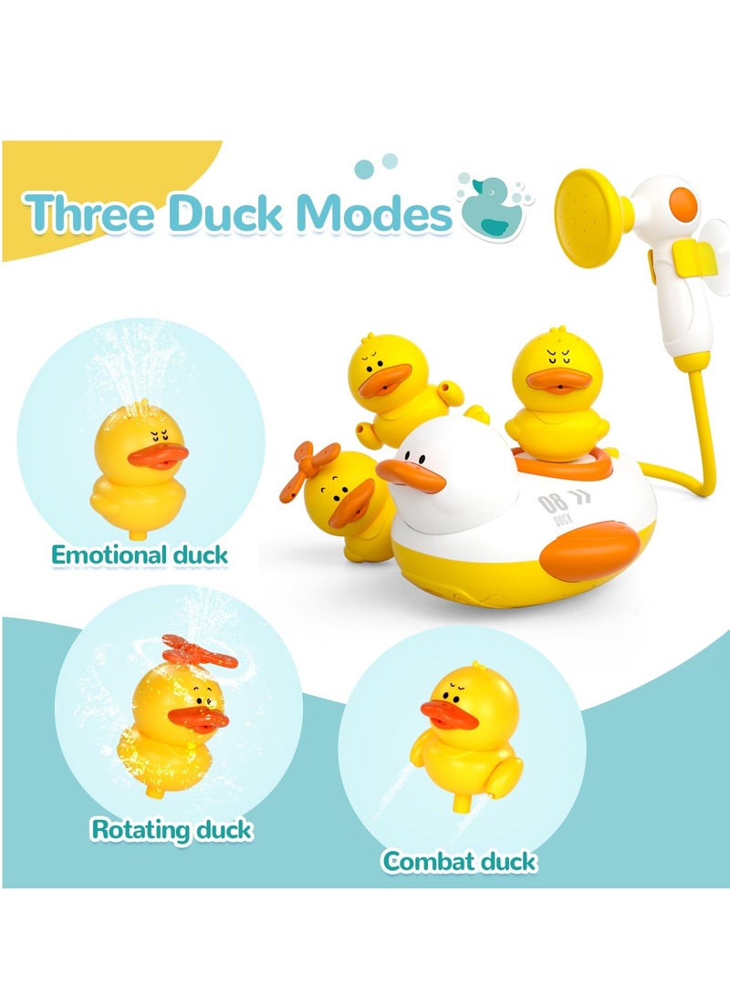 Y&D Bathtub Toys for Kids, Multifunctional Toddlers Shower Sprayer, Yellow Duck Bath with 3 Ducks & 4 Water Head - Image 2