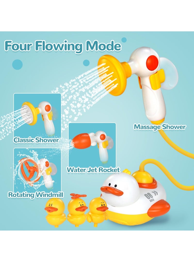 Y&D Bathtub Toys for Kids, Multifunctional Toddlers Shower Sprayer, Yellow Duck Bath with 3 Ducks & 4 Water Head - Image 3