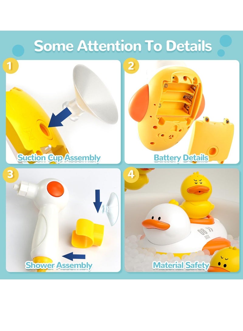 Y&D Bathtub Toys for Kids, Multifunctional Toddlers Shower Sprayer, Yellow Duck Bath with 3 Ducks & 4 Water Head - Image 4