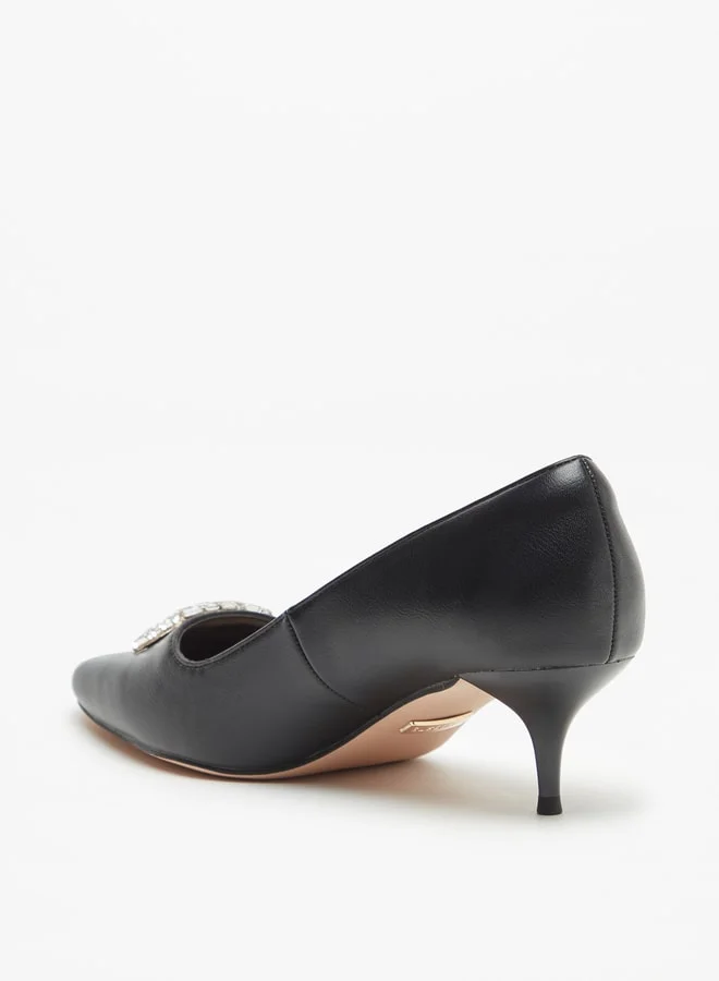 سيليست Women's Embellished Slip-On Pumps with Kitten Heels