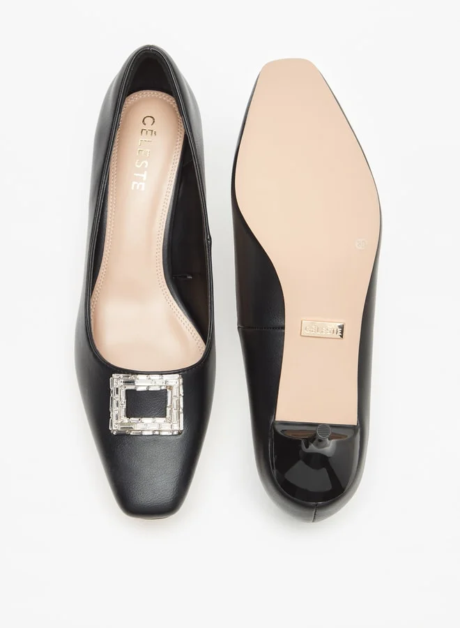 سيليست Women's Embellished Slip-On Pumps with Kitten Heels