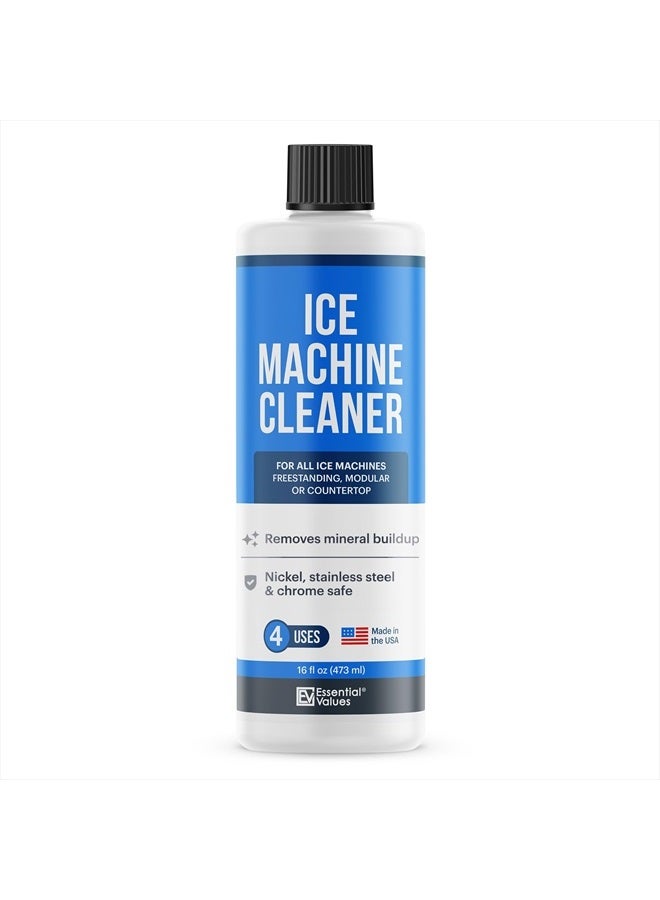 Essential Values Ice Machine Cleaner 16 fl oz, Nickel Safe Descaler | Ice Maker Cleaner Compatible with: Whirlpool 4396808, Manitowac, Ice-O-Matic, Scotsman, Follett & more! - Made in USA - Image 1