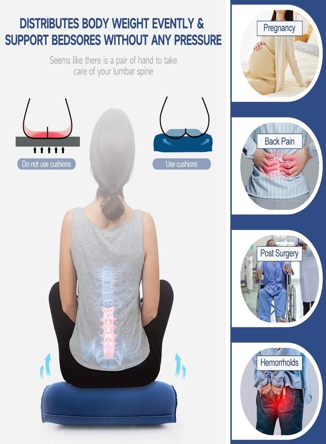 Potelane Multifunctional Seat Cushion,Inflatable Head Pillow,Adjustable Donut Pillow,Portable Backrest Cushion:Pressure Relief for Hemorrhoid, Tailbone Pain,Bed Sore,17.5"x17"x3.1"(Blue) - Image 2