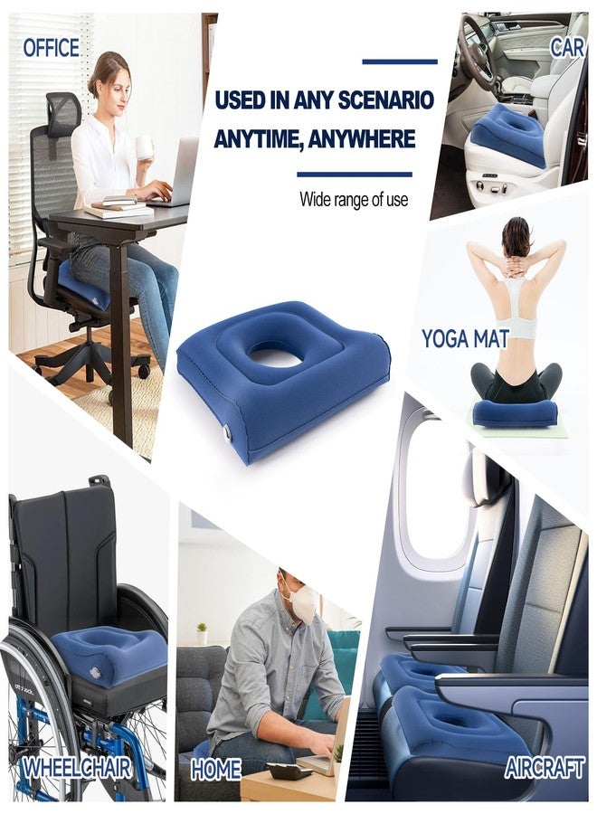 Potelane Multifunctional Seat Cushion,Inflatable Head Pillow,Adjustable Donut Pillow,Portable Backrest Cushion:Pressure Relief for Hemorrhoid, Tailbone Pain,Bed Sore,17.5"x17"x3.1"(Blue) - Image 4