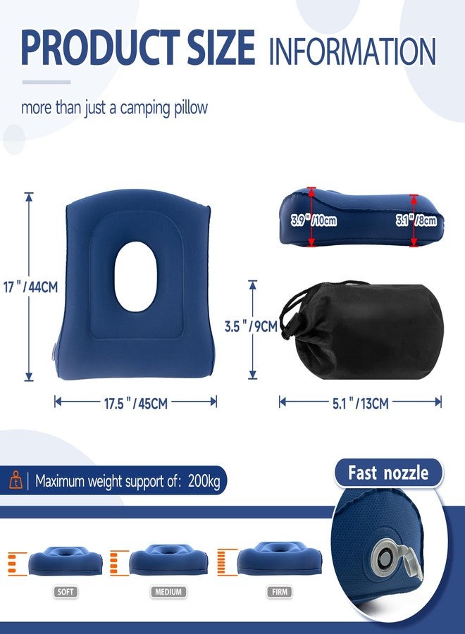 Potelane Multifunctional Seat Cushion,Inflatable Head Pillow,Adjustable Donut Pillow,Portable Backrest Cushion:Pressure Relief for Hemorrhoid, Tailbone Pain,Bed Sore,17.5"x17"x3.1"(Blue) - Image 5