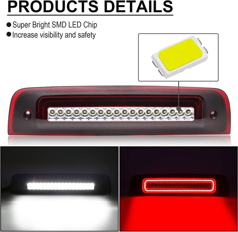 Mynoway Red Lens LED 3rd Third Brake Light Replacement for Ram Pickup Trucks 2009-2018 - Image 3