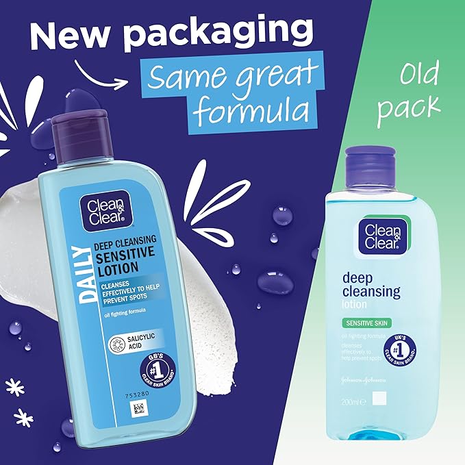 Clean & Clear Clean Clear Deep Cleansing Lotion for Sensitive Skin 1x 200ml Clean and Clear Facial Cleanser with Salicylic Acid to Deeply Clean Remove Dirt and Oil Help Prevent Spots - Image 2