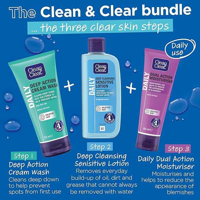 Clean & Clear Clean Clear Deep Cleansing Lotion for Sensitive Skin 1x 200ml Clean and Clear Facial Cleanser with Salicylic Acid to Deeply Clean Remove Dirt and Oil Help Prevent Spots - Image 5
