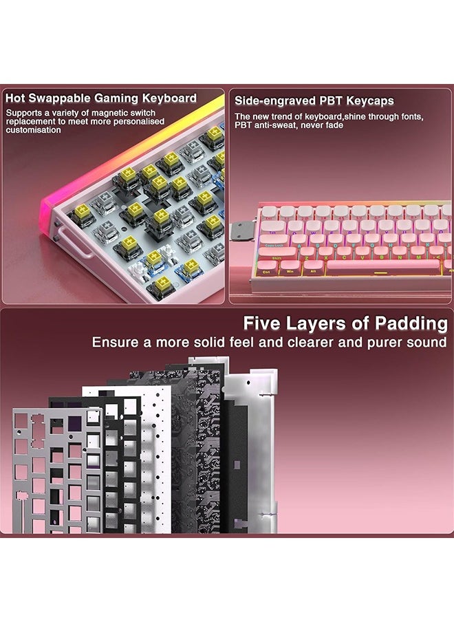 AULA HERO 68 HE 60% Gaming Keyboard Wired, Hall Effect Magnetic Switch Keyboard with Adjustable Actuation, Rapid Trigger Mode, 8K Hz Polling Rate, 0.125ms Latency,Side Printed PBT Keycaps, RGB Backlit