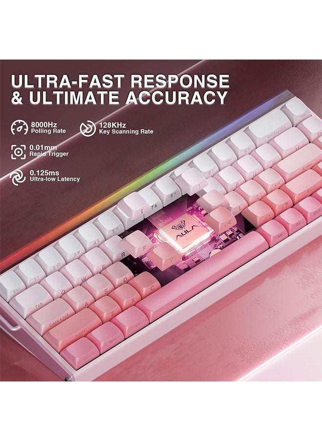 AULA HERO 68 HE 60% Gaming Keyboard Wired, Hall Effect Magnetic Switch Keyboard with Adjustable Actuation, Rapid Trigger Mode, 8K Hz Polling Rate, 0.125ms Latency,Side Printed PBT Keycaps, RGB Backlit
