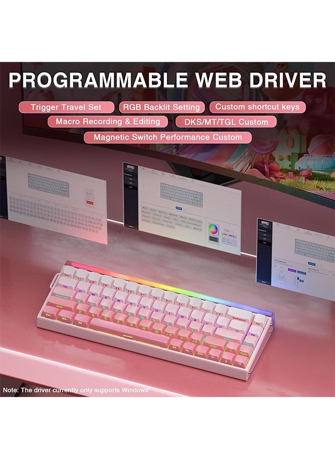 AULA HERO 68 HE 60% Gaming Keyboard Wired, Hall Effect Magnetic Switch Keyboard with Adjustable Actuation, Rapid Trigger Mode, 8K Hz Polling Rate, 0.125ms Latency,Side Printed PBT Keycaps, RGB Backlit
