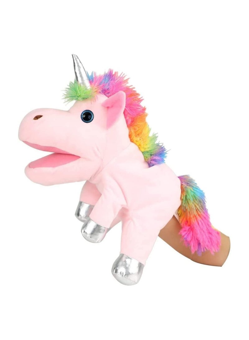 general Hand puppets, plush unicorn hand puppets, children's storytelling cosplay toy puppets, magical horn-filled toys, movable mouths that can be opened, and birthday gifts for children and toddlers - Image 1