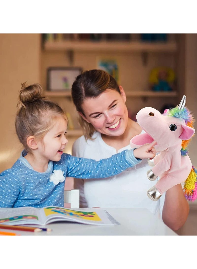 general Hand puppets, plush unicorn hand puppets, children's storytelling cosplay toy puppets, magical horn-filled toys, movable mouths that can be opened, and birthday gifts for children and toddlers - Image 5