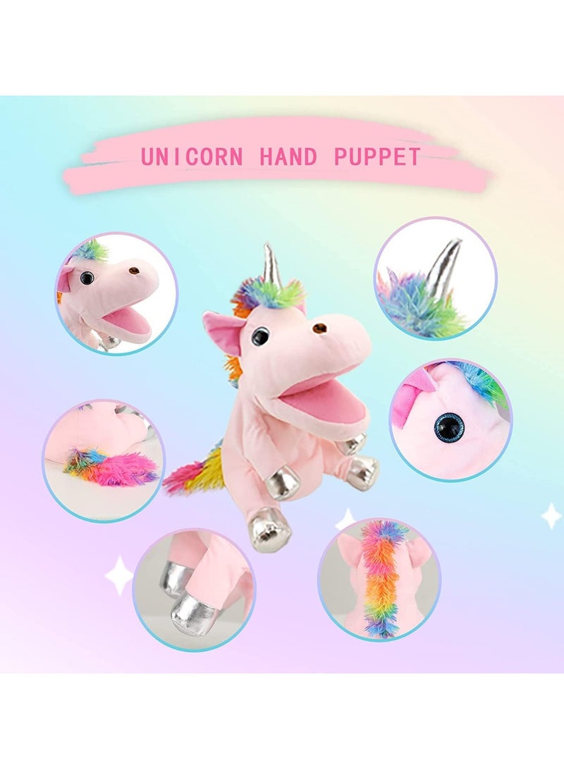 general Hand puppets, plush unicorn hand puppets, children's storytelling cosplay toy puppets, magical horn-filled toys, movable mouths that can be opened, and birthday gifts for children and toddlers - Image 3