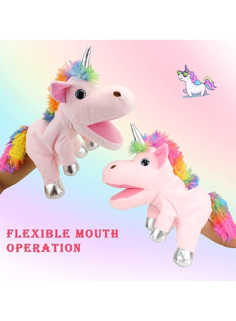 general Hand puppets, plush unicorn hand puppets, children's storytelling cosplay toy puppets, magical horn-filled toys, movable mouths that can be opened, and birthday gifts for children and toddlers - Image 4