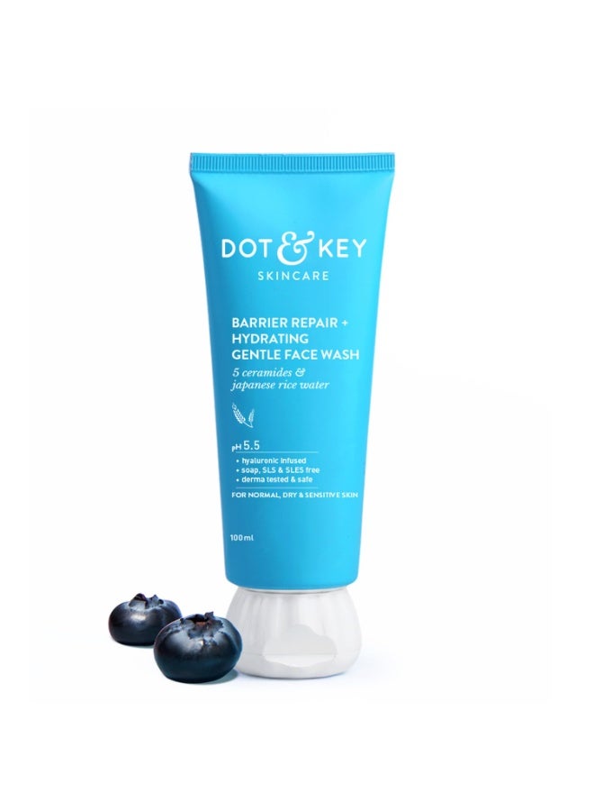 DOT & KEY Barrier Repair + Hydrating Gentle Face Wash With Probiotic | Ceremide Face Wash | For Dry Skin,Normal Skin & Sensitive Skin | Gently Cleanses Skin From Dirt & Oil For Unisex,100Ml - Image 1