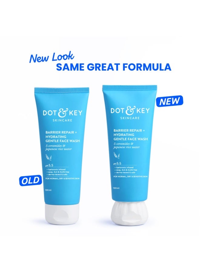 DOT & KEY Barrier Repair + Hydrating Gentle Face Wash With Probiotic | Ceremide Face Wash | For Dry Skin,Normal Skin & Sensitive Skin | Gently Cleanses Skin From Dirt & Oil For Unisex,100Ml - Image 2