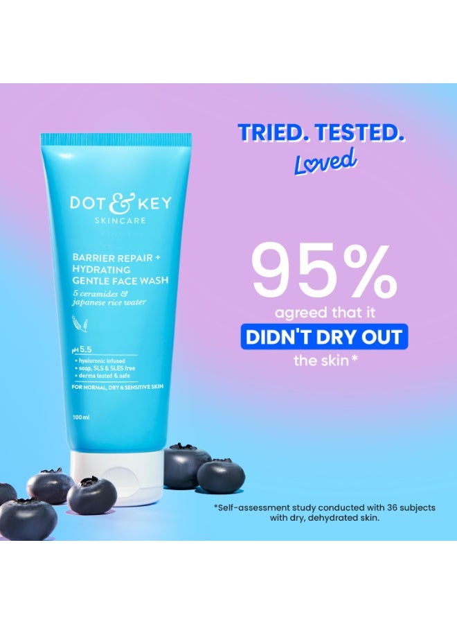 DOT & KEY Barrier Repair + Hydrating Gentle Face Wash With Probiotic | Ceremide Face Wash | For Dry Skin,Normal Skin & Sensitive Skin | Gently Cleanses Skin From Dirt & Oil For Unisex,100Ml - Image 4