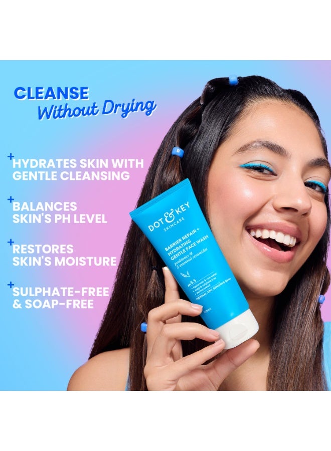 DOT & KEY Barrier Repair + Hydrating Gentle Face Wash With Probiotic | Ceremide Face Wash | For Dry Skin,Normal Skin & Sensitive Skin | Gently Cleanses Skin From Dirt & Oil For Unisex,100Ml - Image 5