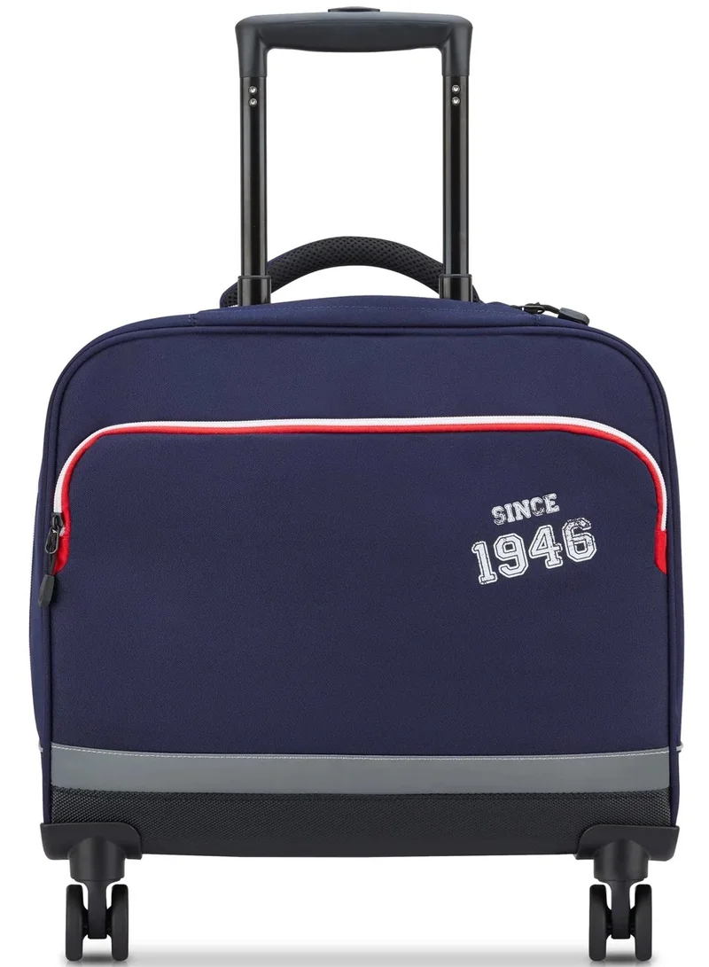 DELSEY Paris BTS 2025 - 4 Double Wheeled School Trolley Bag – Red & Blue