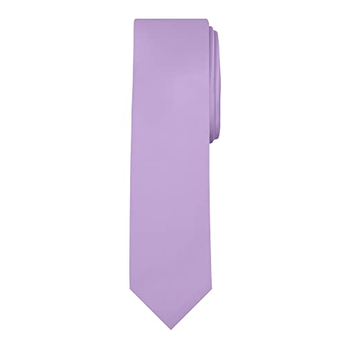 Jacob Alexander Men's Slim Width 2.75" Solid Color Tie - Lavender - Image 1