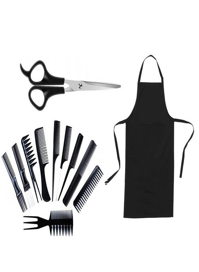 Bigwheels Combo Of Neck Bib Ties With Pocket And Professional Hair Styling Combs & Scissors Tools Set - Image 2
